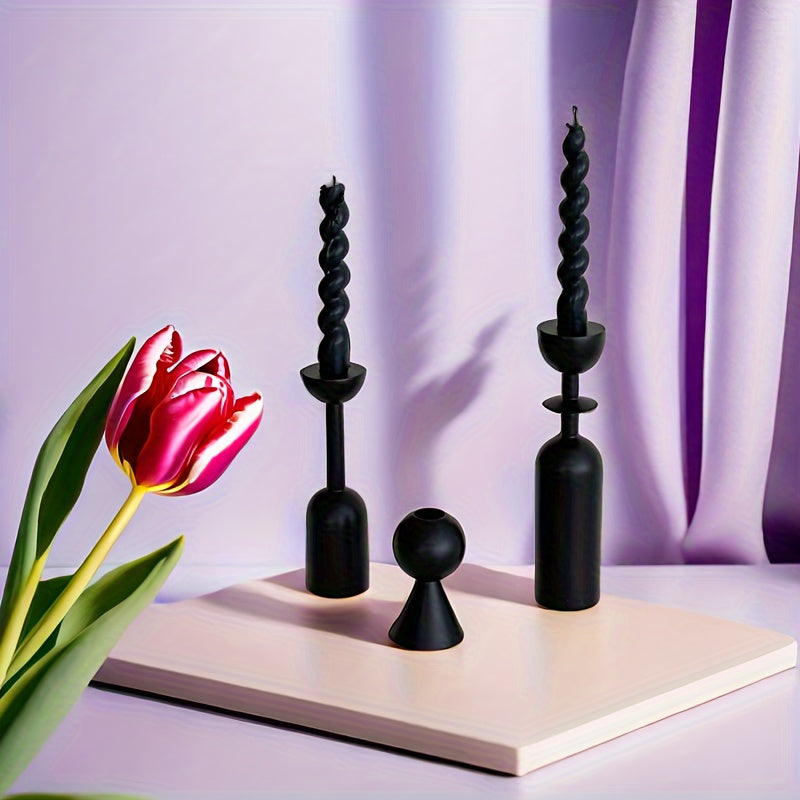 bougeoir noir seventies vintage - Esprit Chandelier