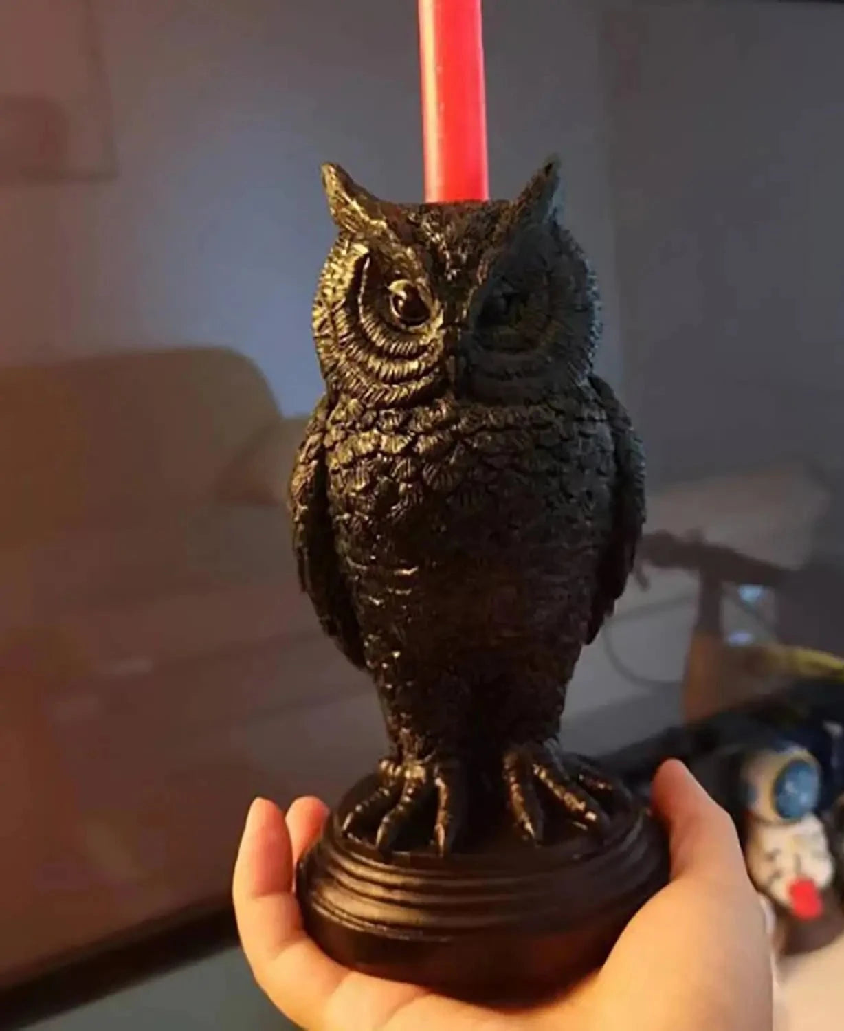 bougeoir Chouette noire - Esprit Chandelier