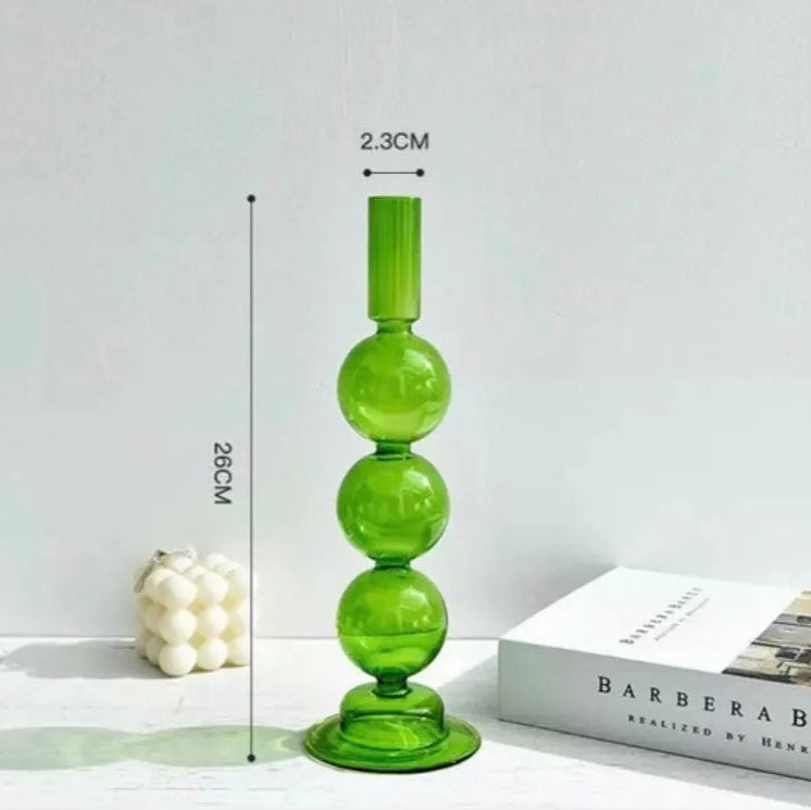 bougeoir petites boules verre vert d'eau