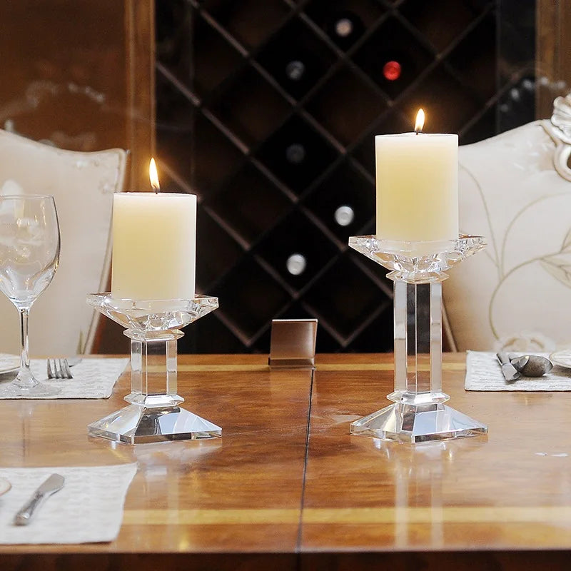 bougeoir pied carre cristal - Esprit Chandelier