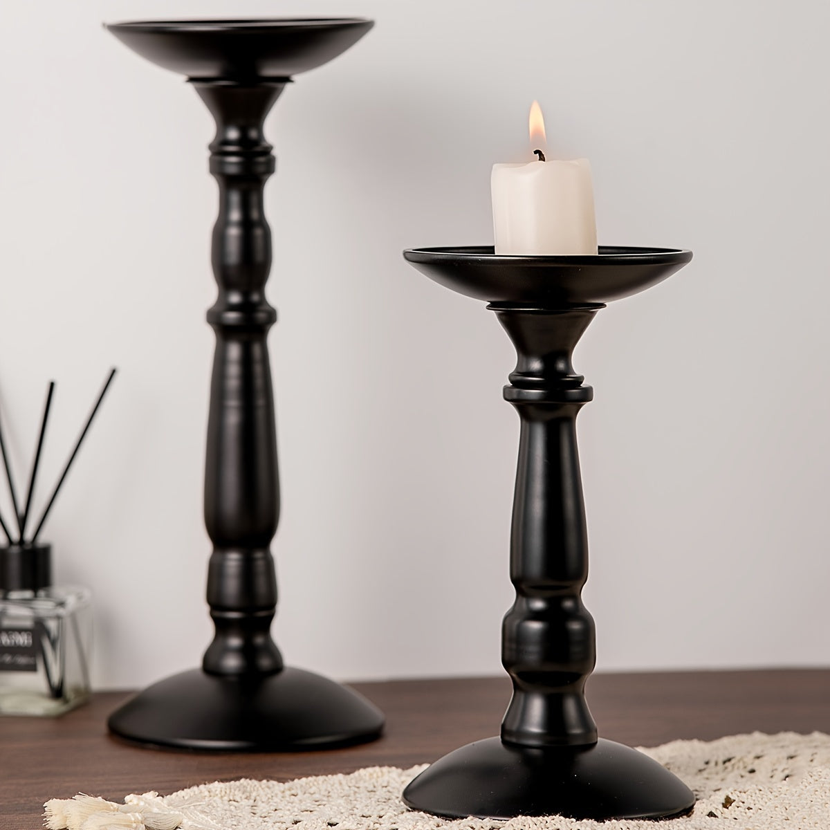 bougeoir pilier noir - Esprit Chandelier