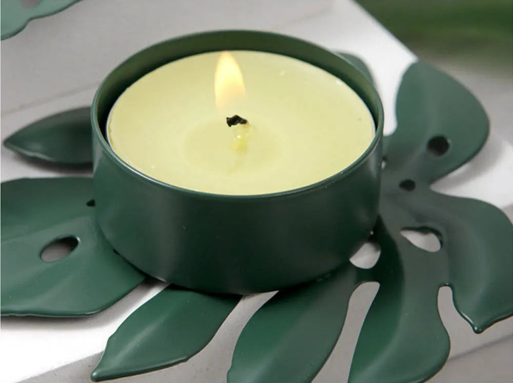 bougeoir plante verte metal - Esprit Chandelier