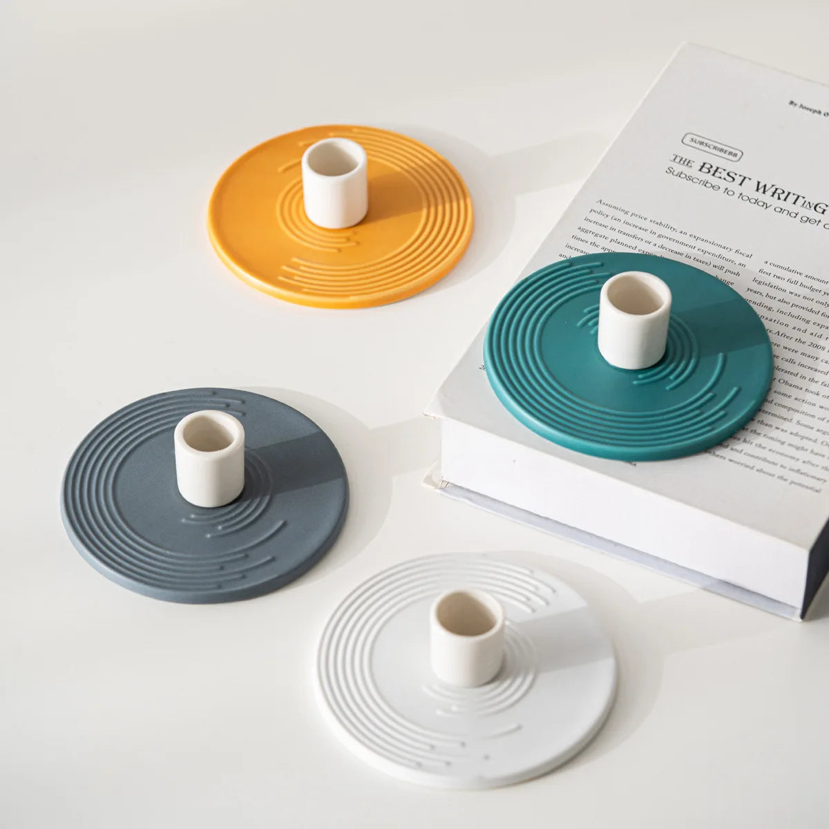 bougeoir plats céramique couleur - Esprit Chandelier