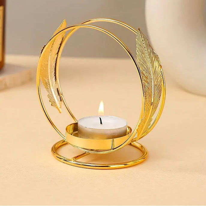 bougeoir plume doree - Esprit Chandelier