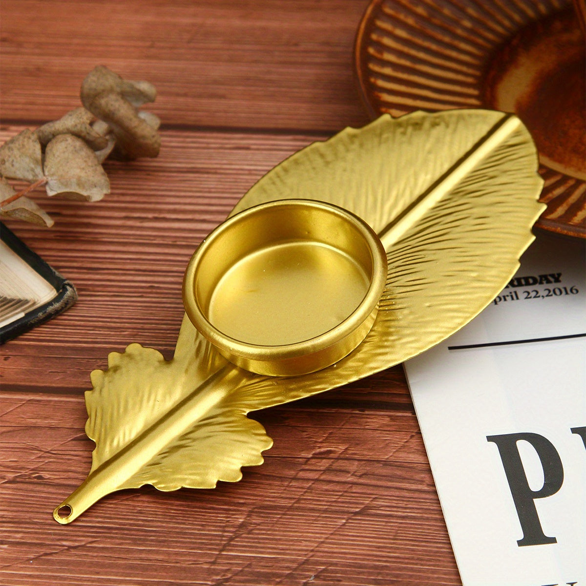 bougeoir plume dorée - Esprit Chandelier