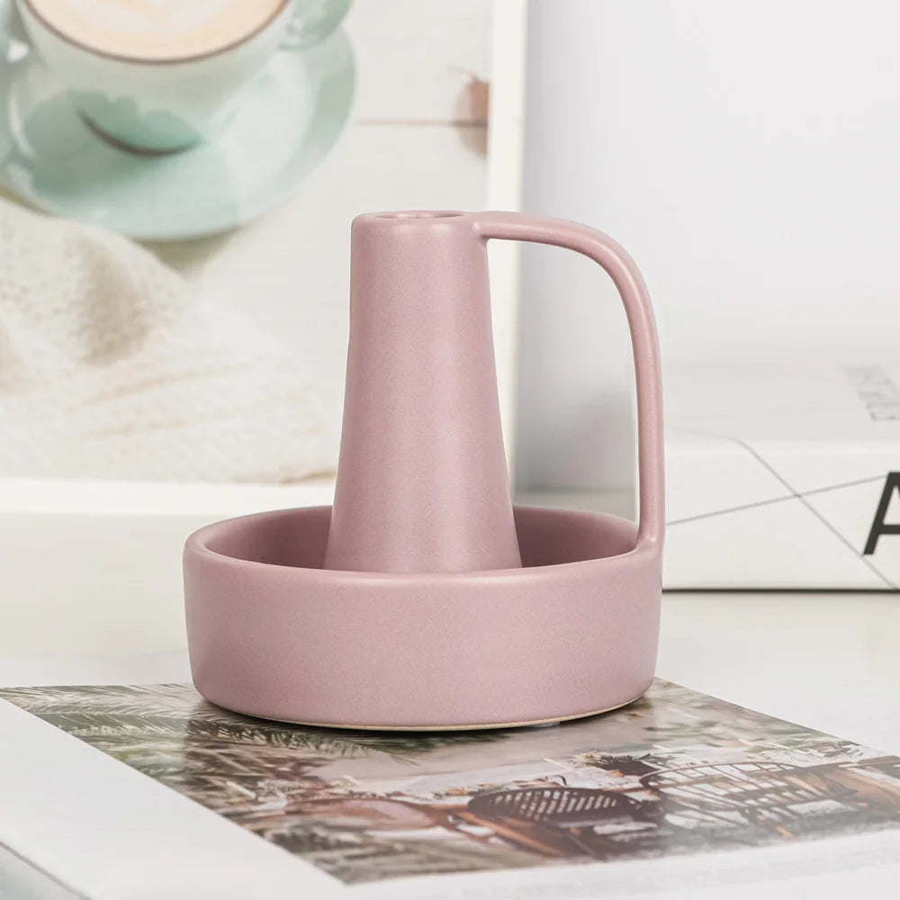 bougeoir rose phare céramique - Esprit Chandelier