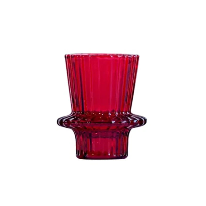 bougeoir rouge verre vintage - Esprit Chandelier