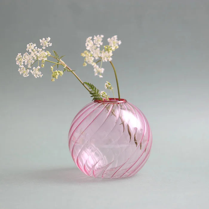 bougeoir soliflore boule striee rose