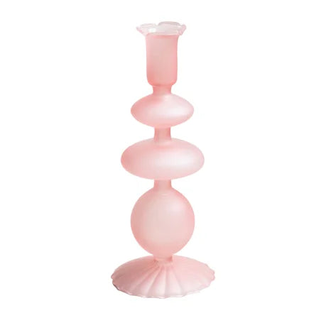 bougeoir soliflore verre rose - Esprit Chandelier