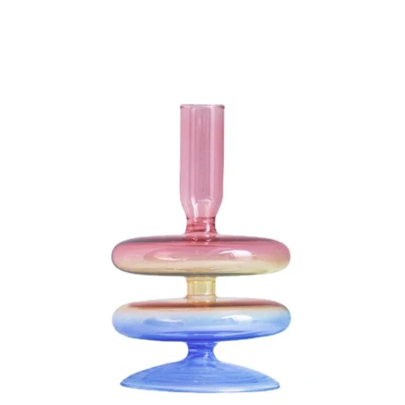 bougeoir tricolore verre 2 anneaux