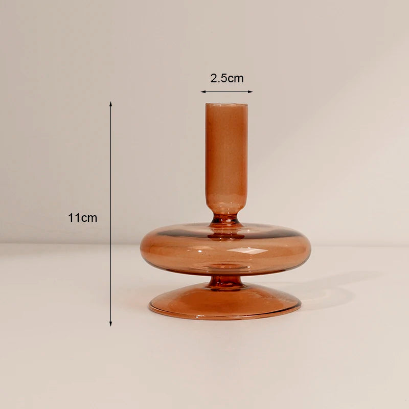 bougeoir verre 1 anneau marron