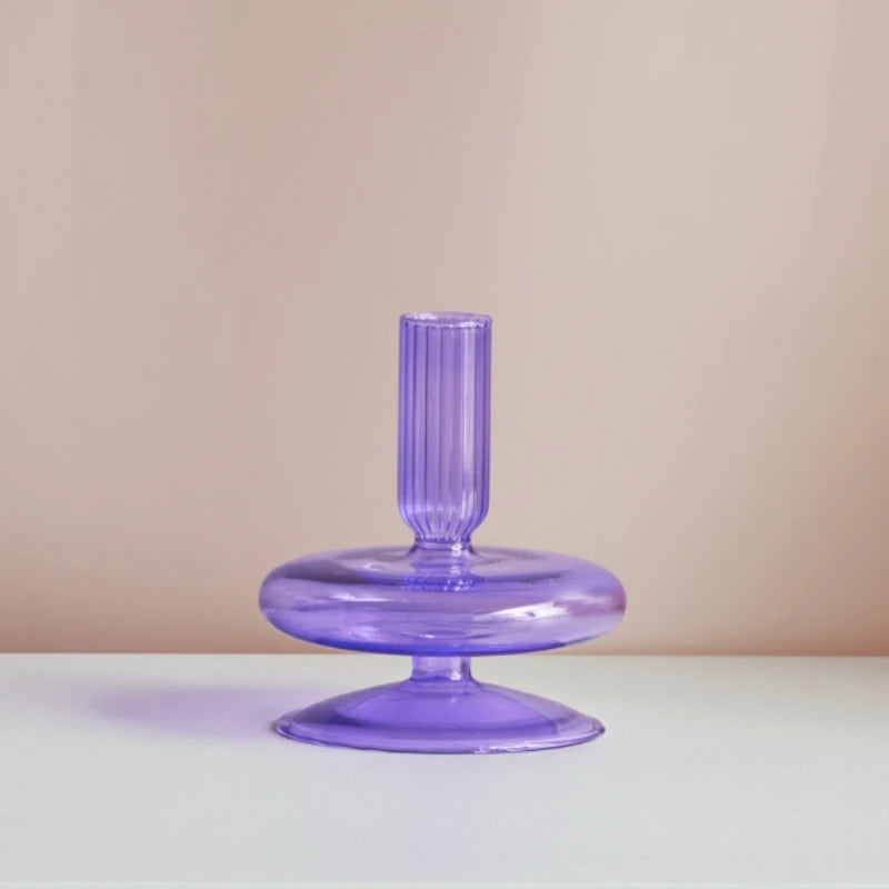 bougeoir verre 1 anneau violet