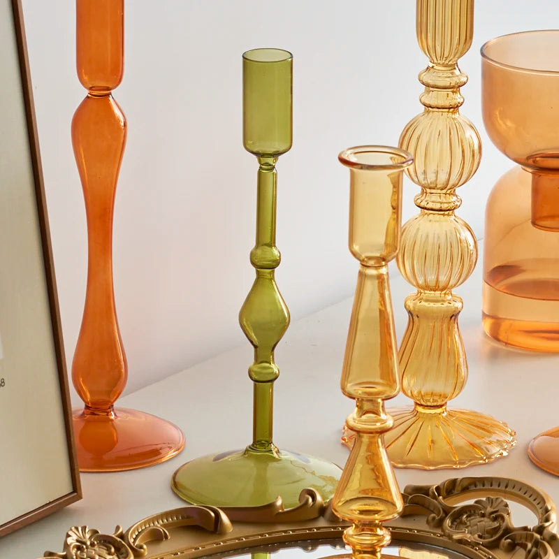 bougeoir verre acore jaune