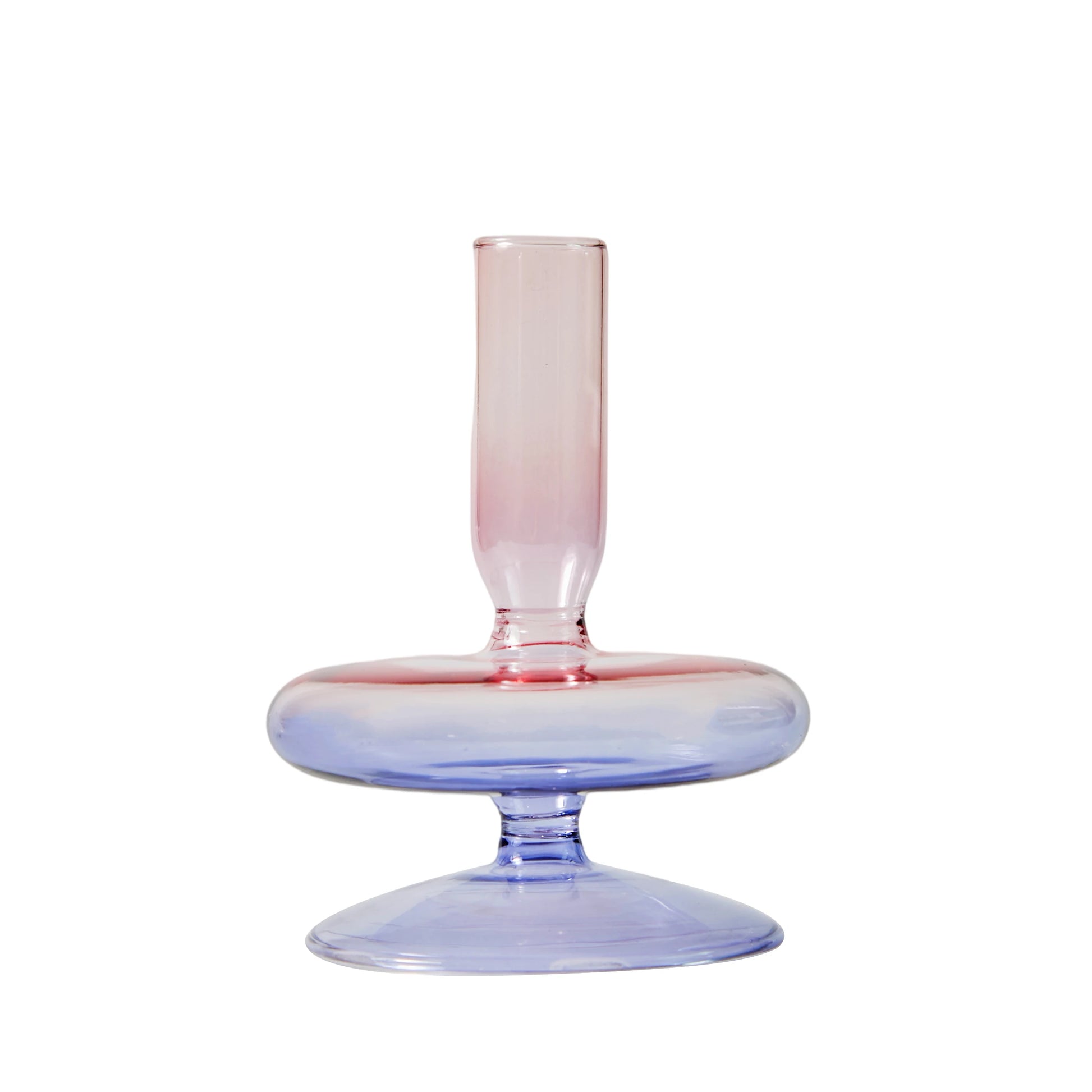 bougeoir verre bicolore lila rose