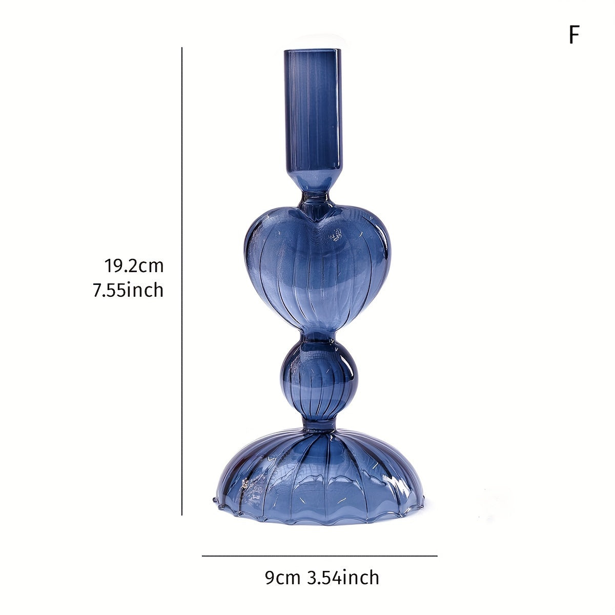 bougeoir verre bleu petrole coeur