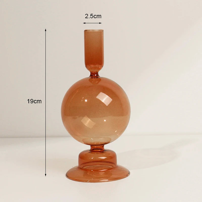 bougeoir verre boule marron