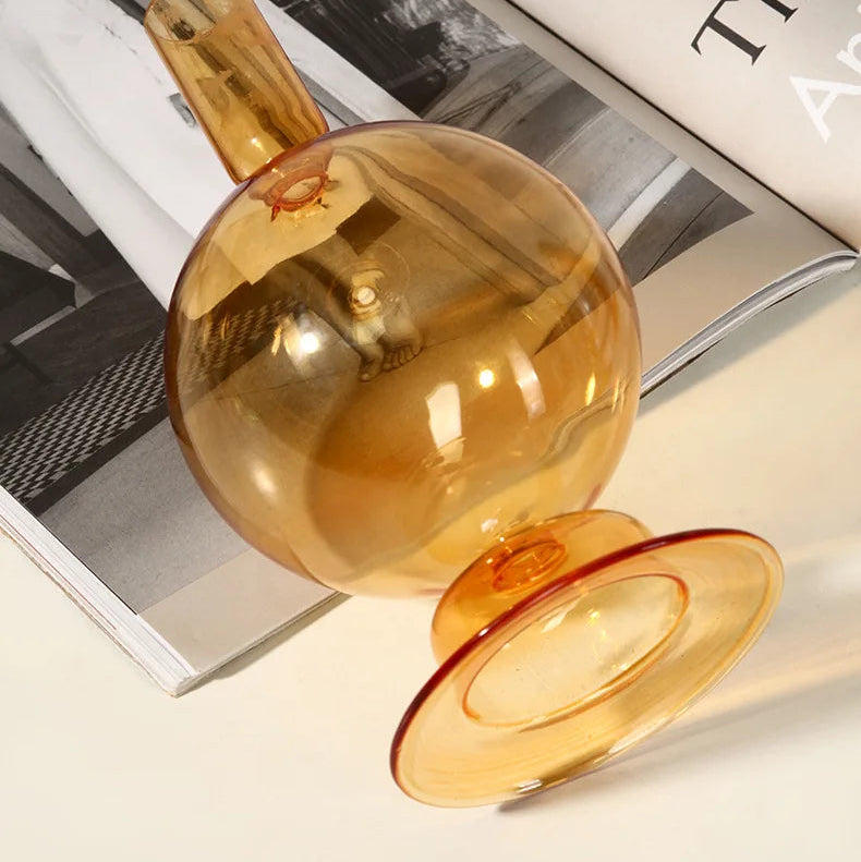 bougeoir  boule verre orange