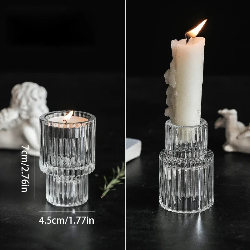 bougeoir verre double entrée - Esprit Chandelier