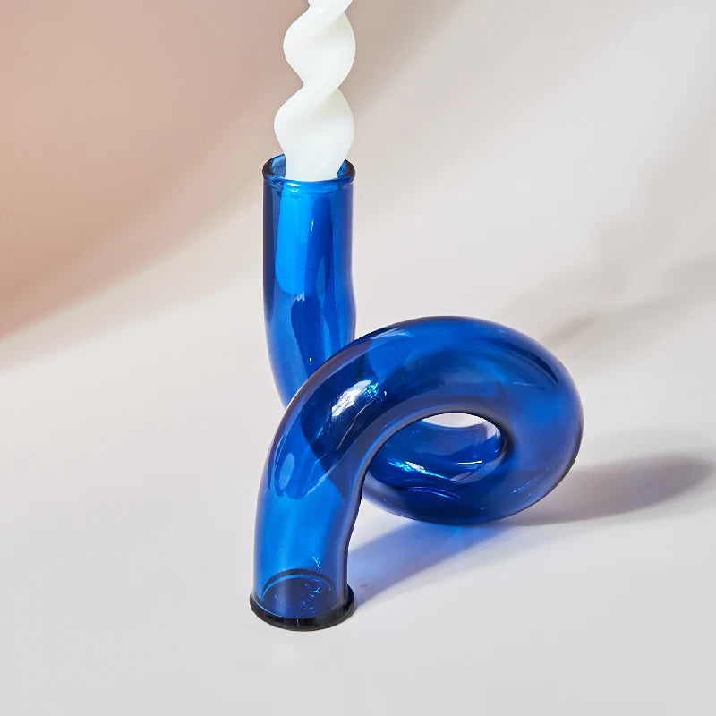 bougeoir verre escargot bleu