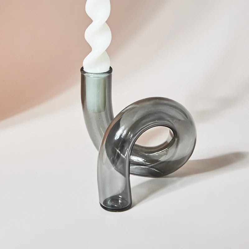 bougeoir verre escargot gris