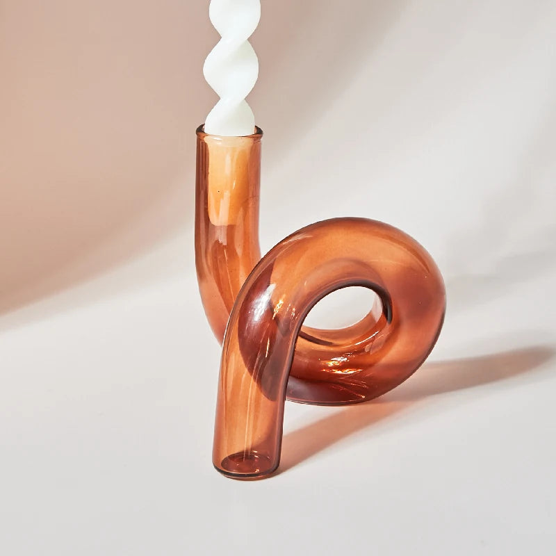 bougeoir verre marron escargot
