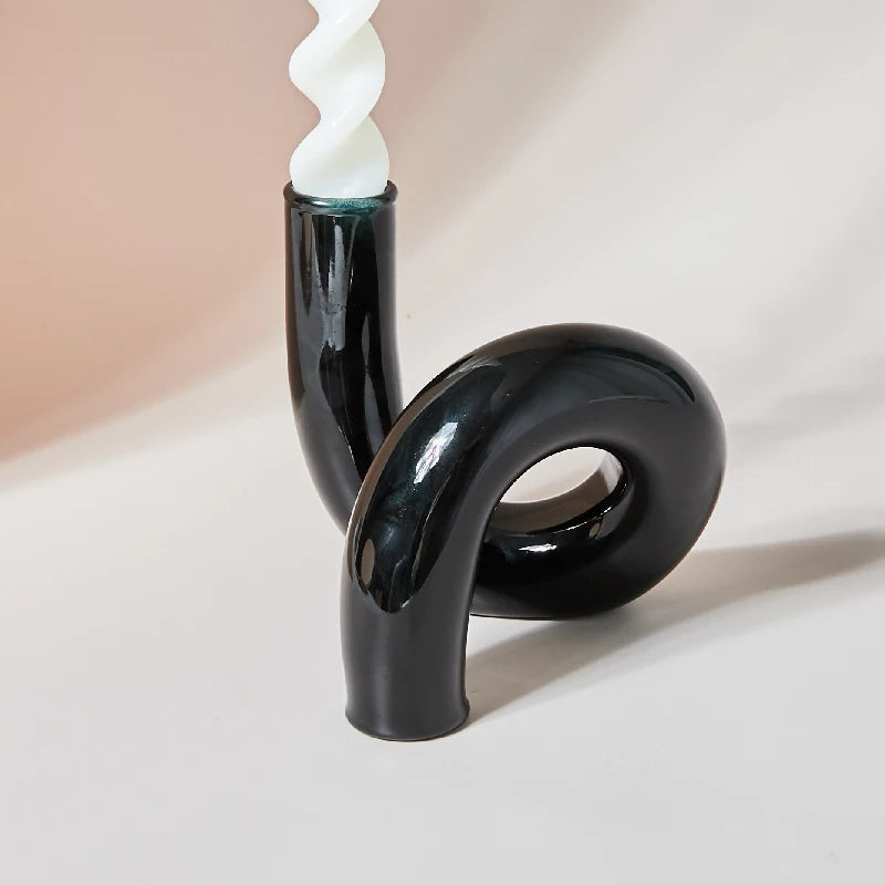 bougeoir verre escargot noir
