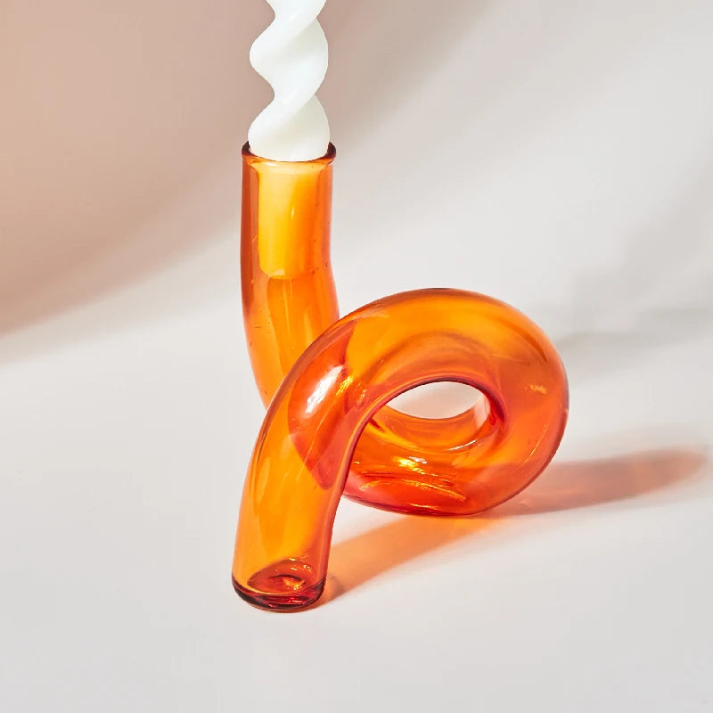 bougeoir verre escargot orange