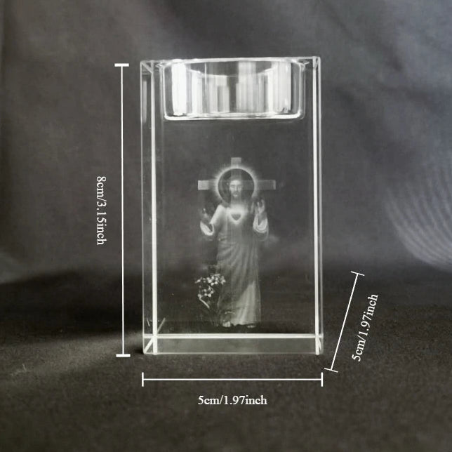 bougeoir verre holographique Coeur jesus