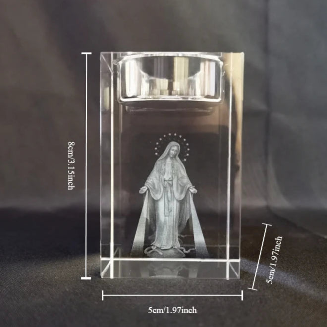 bougeoir verre holographique chretien dimension