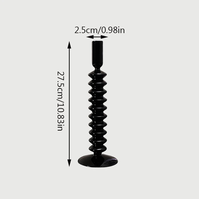 bougeoir verre noir stries - Esprit Chandelier