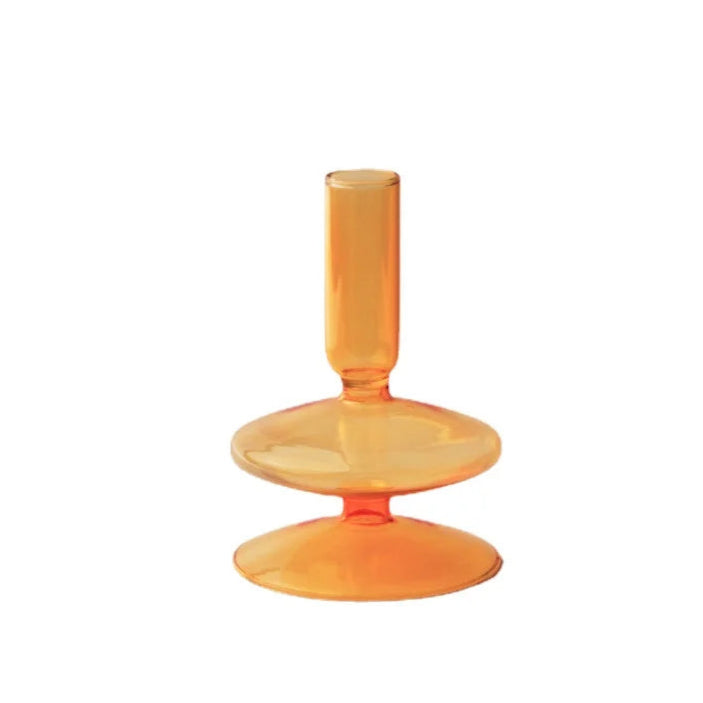 bougeoir verre orange 1 anneau plat