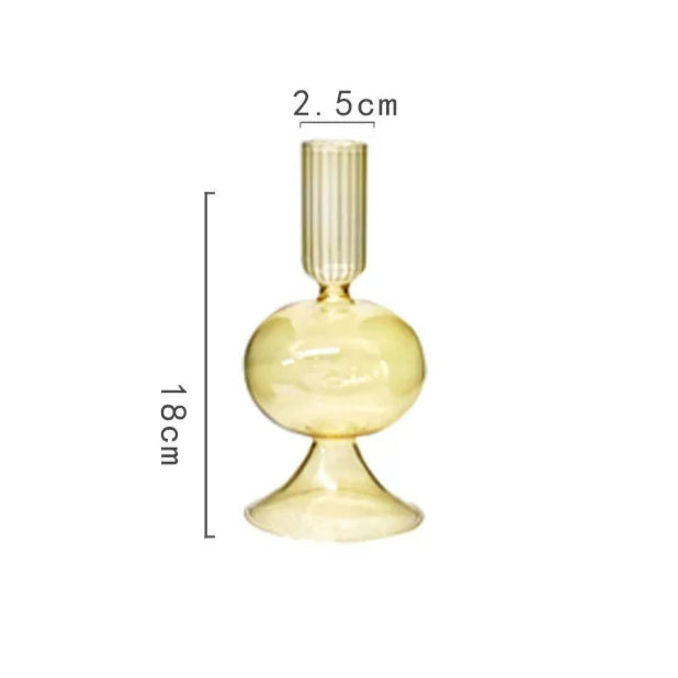 bougeoir verre petite boule jaune
