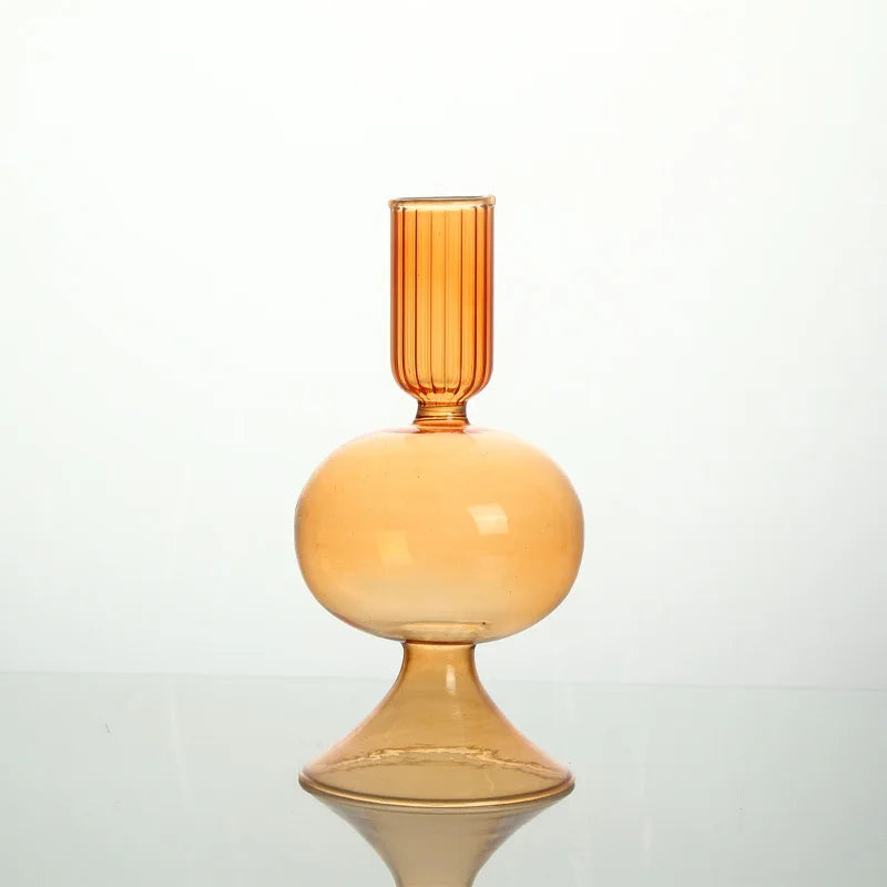 bougeoir verre petite boule orange