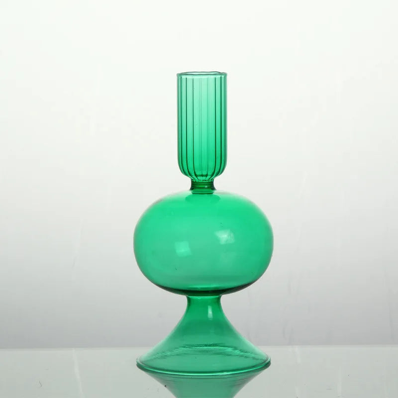 bougeoir verre petite boule verte