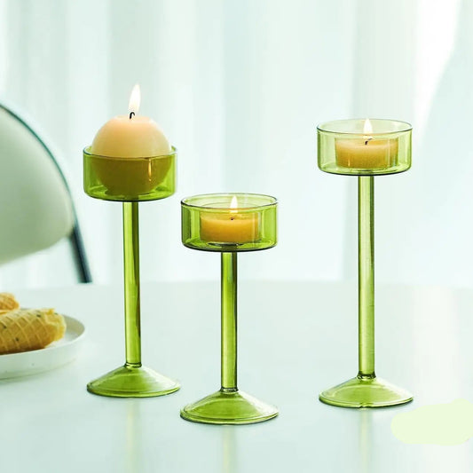 bougeoir verre pied vert