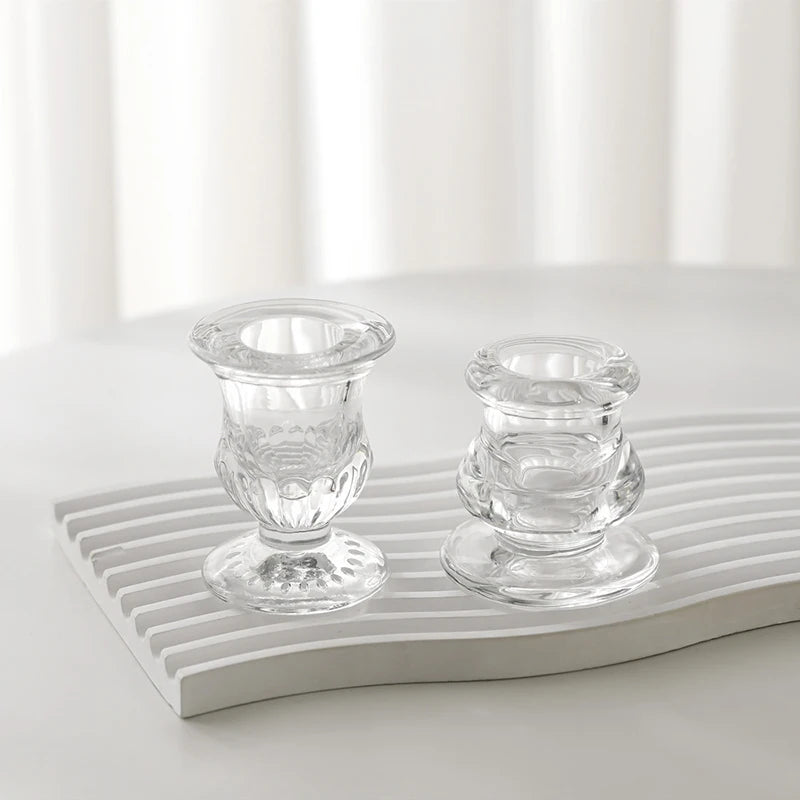 bougeoir verre transparent retro