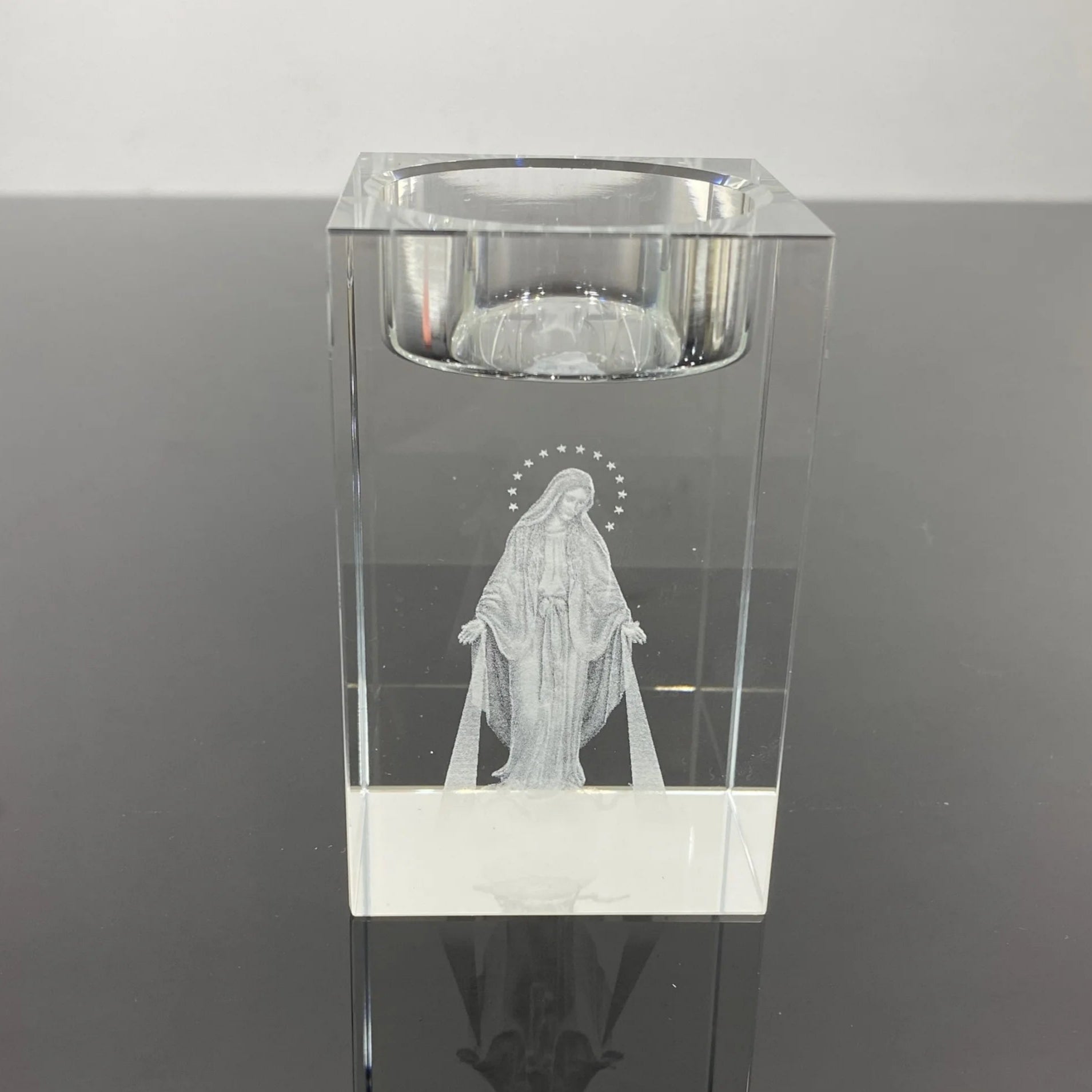 bougeoir verre vierge marie