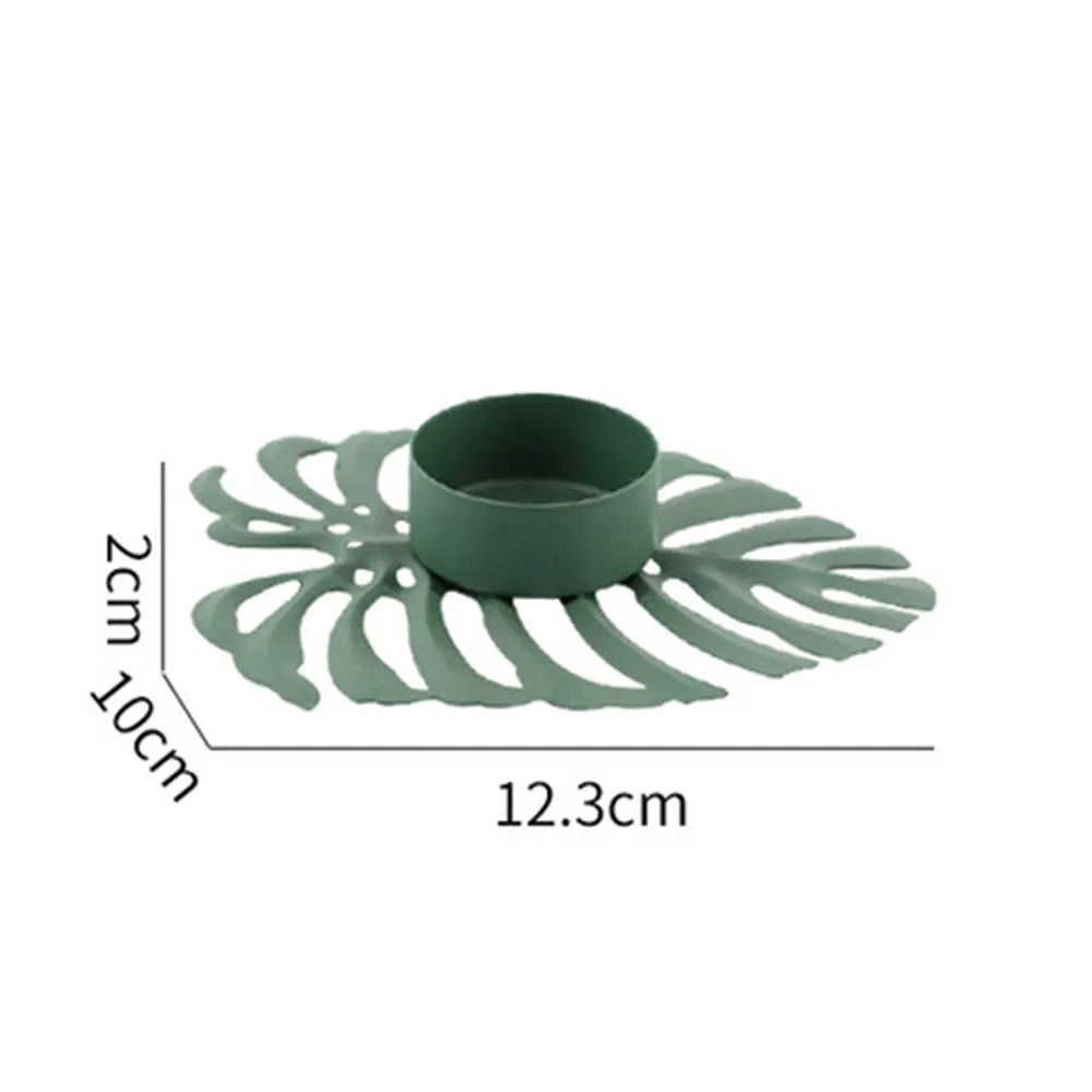 bougeoir vert feuille monstera L - Esprit Chandelier