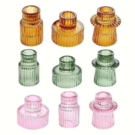 bougeoir vintage verre colore