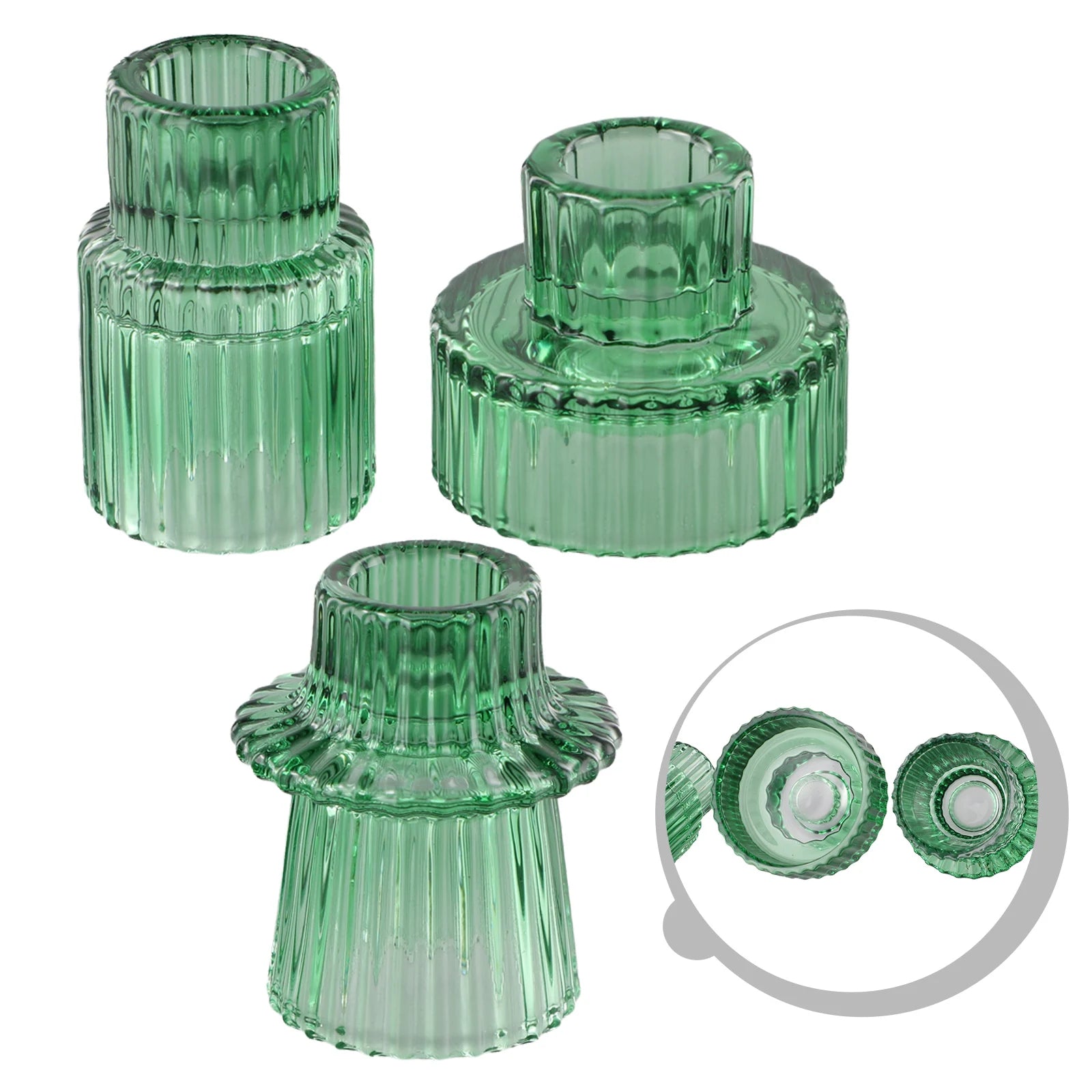 bougeoir vintage verre vert