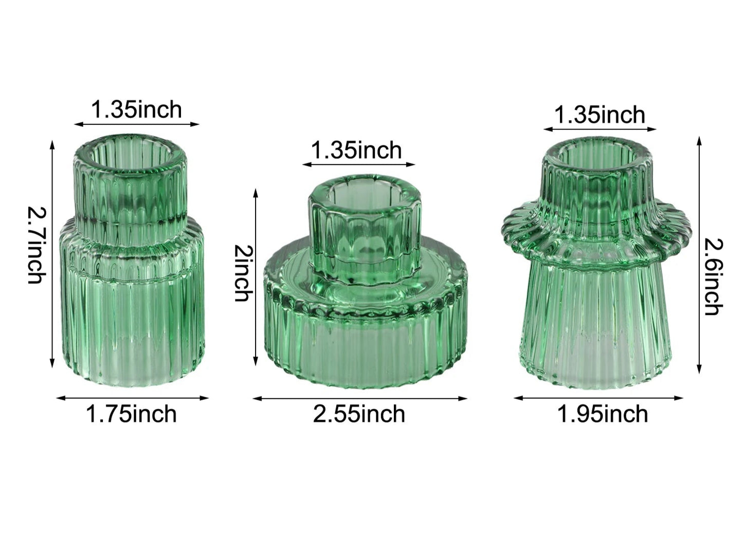 bougeoir vintage verre vert format