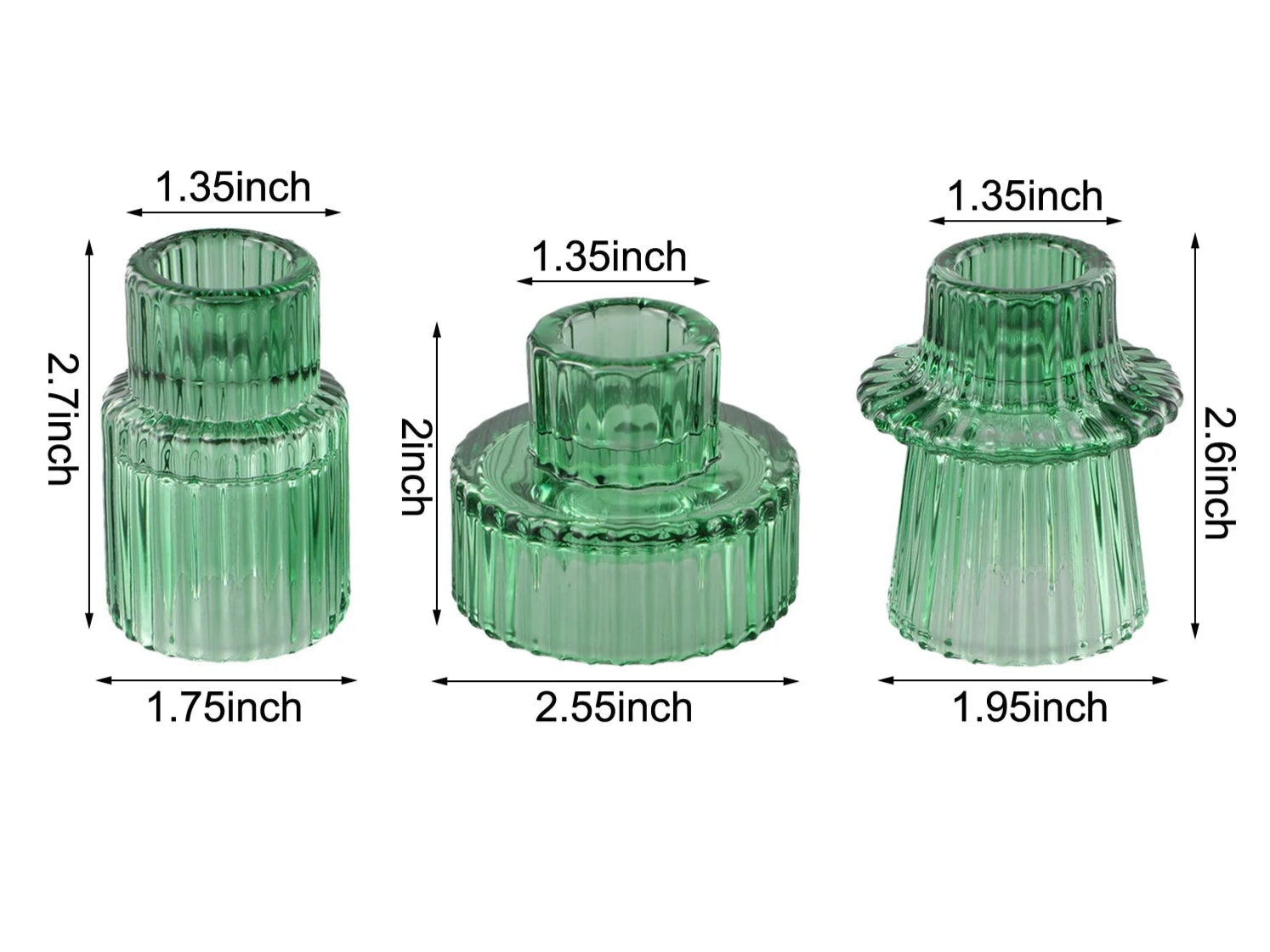 bougeoir vintage verre vert format