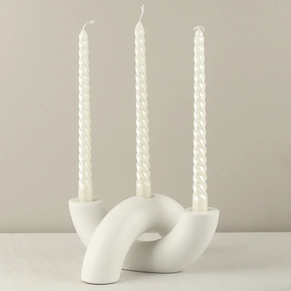 bougeoirs blancs arche ceramique - Esprit Chandelier