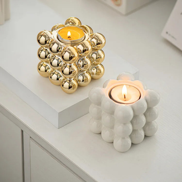 bougeoirs céramique cube vintage - Esprit Chandelier