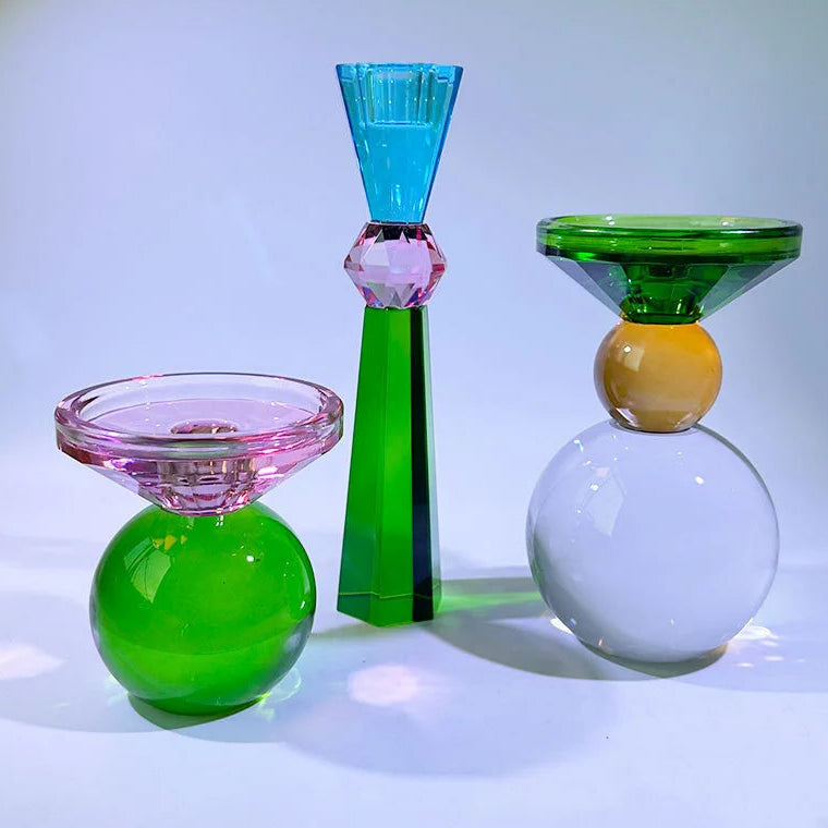 bougeoirs cristal colore - Esprit Chandelier