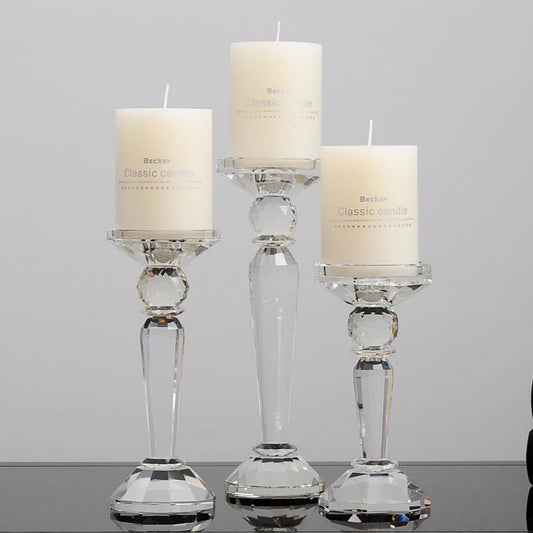 bougeoirs cristal travaille fuselé transparents - Esprit Chandelier