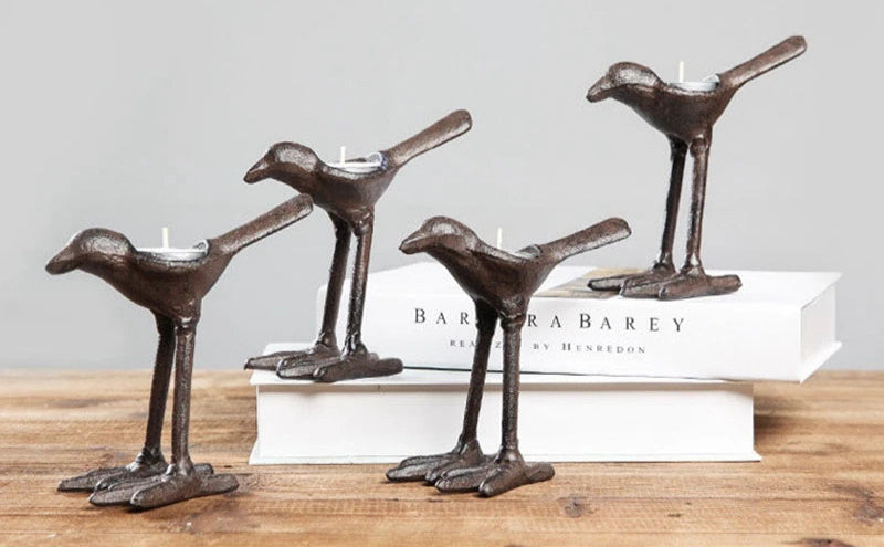bougeoirs en fonte pattes oiseau - Esprit Chandelier