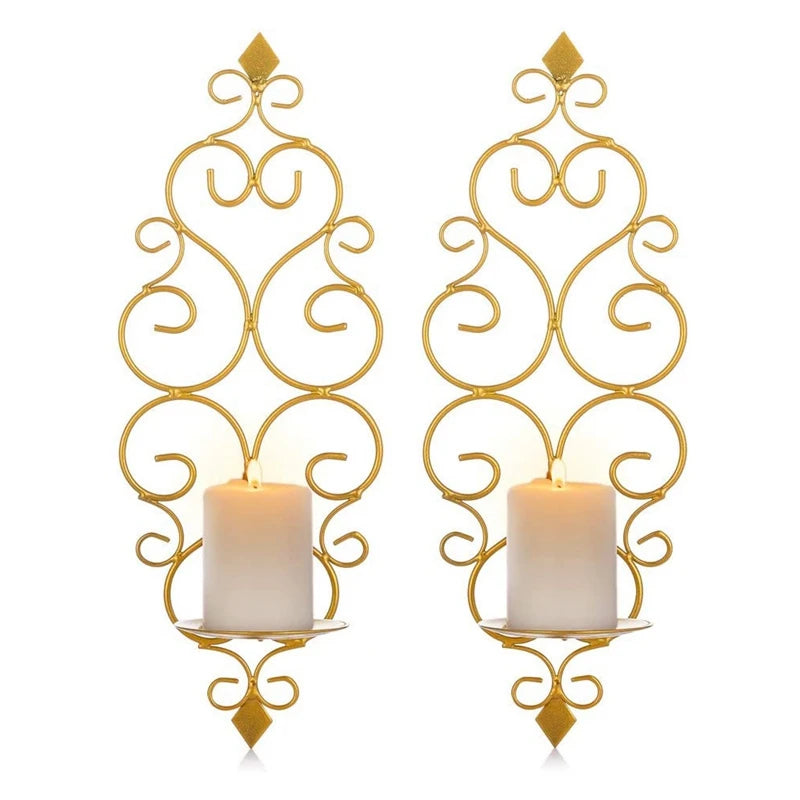 bougeoirs muraux dores arabesques - Esprit Chandelier