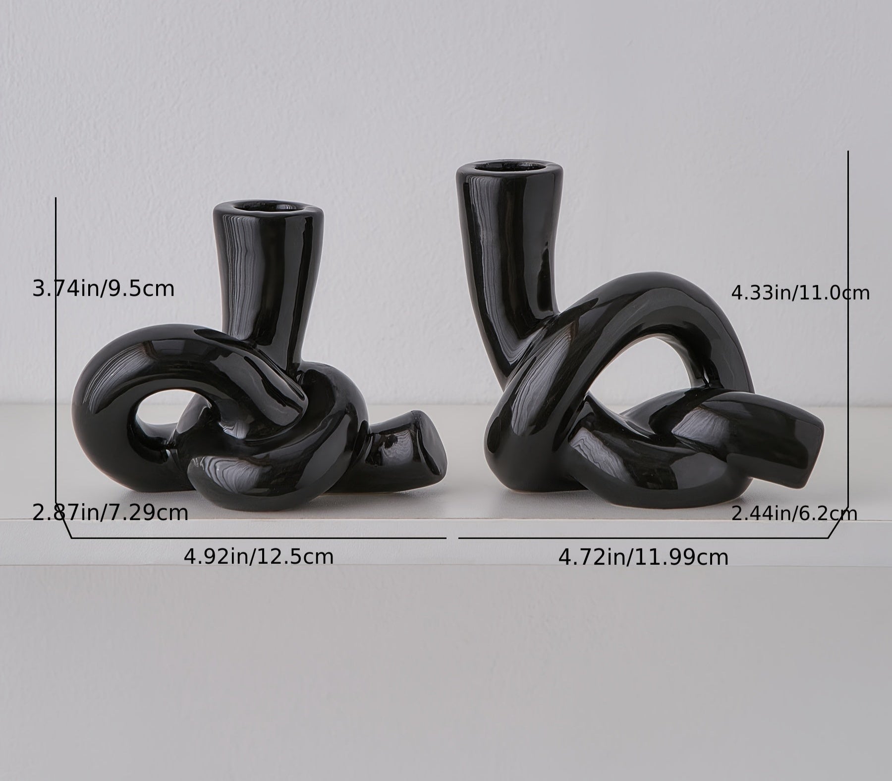 bougeoir noir ceramique brillant - Esprit Chandelier