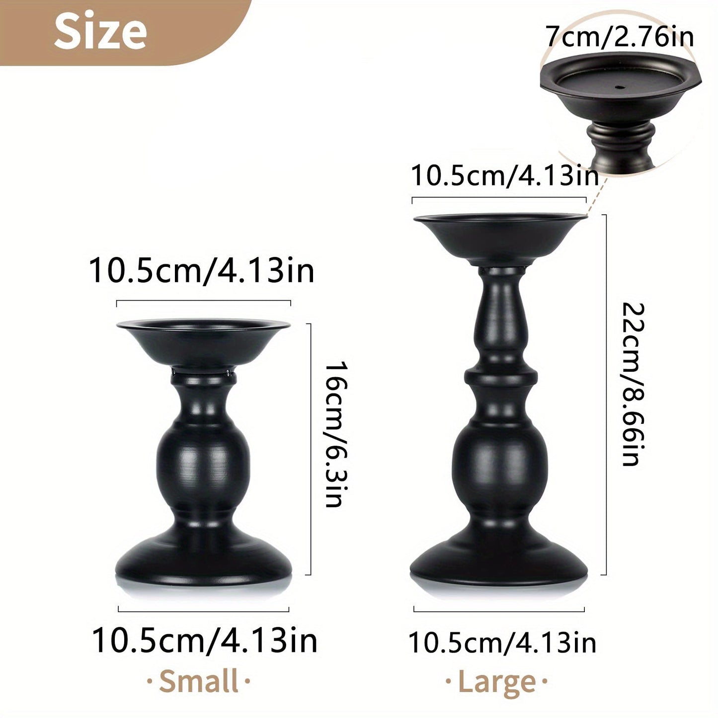 bougeoirs noirs rustique - Esprit Chandelier